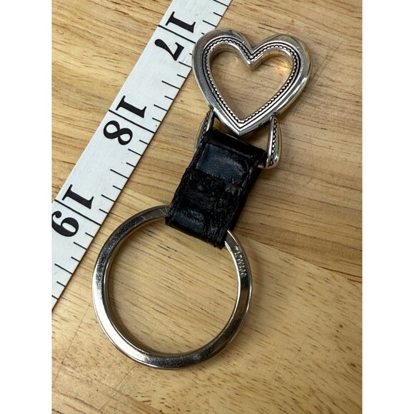 Brighton Silver Heart Key Chain With Black Leather Accent - Picture 5 of 9